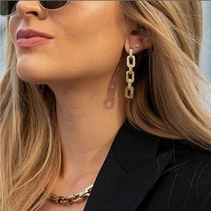 Eddie Borgo | Supra Link Drop Earrings | Gold Chain Link | Dangle Earrings | New